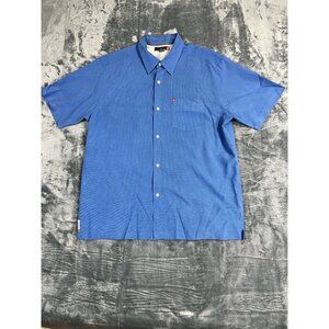 Quiksilver Mens Blue Short Sleeve Button-Up Shirt Large